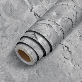 Matte 3D Gray Marble Design Wallpaper Peel and Stick Granite Waterproof Self Adhesive Wallpaper for Kitchen Cabinet
