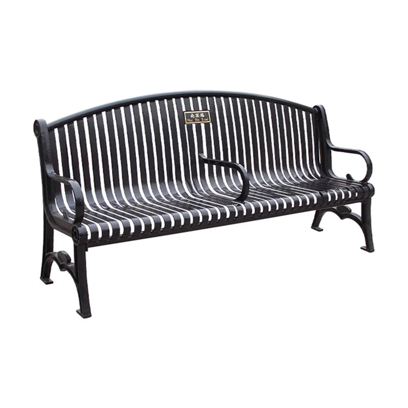Outdoor Furniture 2 Seater Steel Exterior Bench Seat Outside Park Metal Bench Chair Out Door Garden Seating Bench with Back
