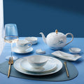 Wholesale Eco-Friendly Stocked Microwave Safe Plate Bowl Mug Set Asian Zen Gold Inlay Ceramic Fine Bone China Dinnerware Sets