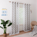 Custom Pattern Geometric Shiny Semi Sheer Tulle Curtains for Living Room Window Decor Drapes & Valances