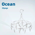 20 Pegs 316 Stainless Steel Round Clothes Drying Hanger Balcony Windproof Laundry Rack for Socks & Underwear or Drying Rack