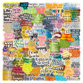 50pcs Inspirational Words PVC Waterproof Custom Graffiti Sticker Packs for Kids Laptop Luggage Water Bottle Cup Notebook