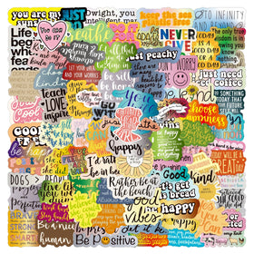50pcs Inspirational Words PVC Waterproof Custom Graffiti Sticker Packs for Kids Laptop Luggage Water Bottle Cup Notebook