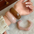 Acrylic Shiny Face Smudge Open Bangle for Women Light Luxury High-end Versatile Bangles Minimalist Elegant Trendy Jewelry