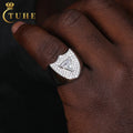 Drop Shipping 925 Sterling Silver Triangle Shape VVS Moissanite Diamond Gemstone Guard Shield Signet Rapper Ring