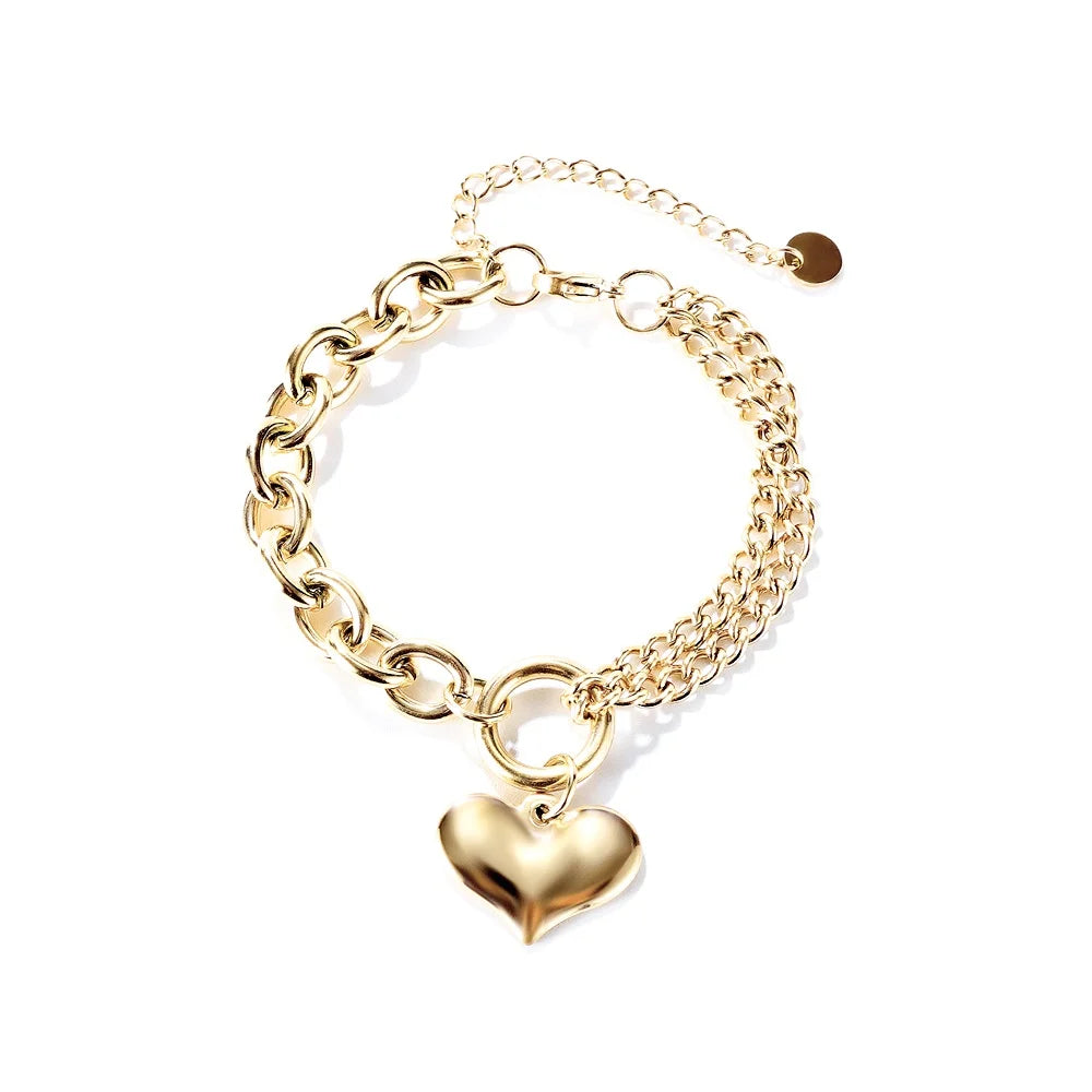Unique Design Stainless Steel Heart Shaped Charm Pendant Chain Bracelet Jewelry Bracelets Women China Manufacturer Supplier