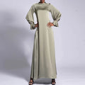 Modest Ethnic Islamic Clothing Ramadan Robe Ruffle Sleeve Diamond Cuff Maxi Dress Satin Abaya