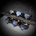 Good Quality Trendy Handmade Gemstone Heart Shaped Labradorite Ring Joint Retro Style Fashion Jewelry for Women