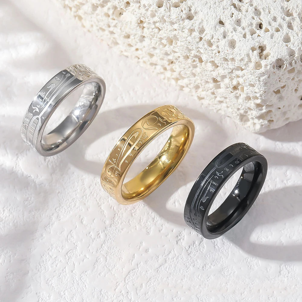 Titanium Black Gold Plated Luxury Fashion Knuckles Promise Rings for Women Couples Stainless Steel Wedding Big Ring Engagement