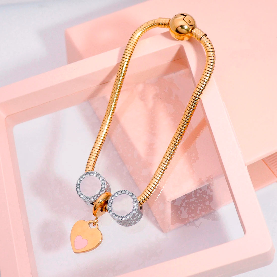 Wholesale DIY Adjustable Snake Chain Bracelets for Women Gold Plated Pendant Charm Beads Stainless Steel Jewelry Cute for Gifts