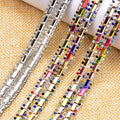 Colorful Hot Fix Crystal Glass Lace Trim Rhinestone Row Tape Ribbon DIY Clothing Shoe Upper Accessories