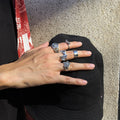 New Design Punk Mens Finger Rings Jewelry Alloy Silver Plated Lion Head Bat Star Skull 5 Pieces Ring Set for Men