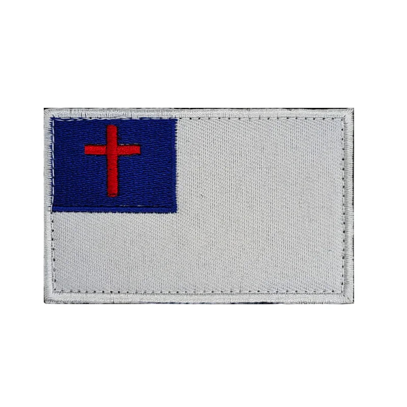 Christian Flag Patch 2x3 Inch Hook Loop Tactical Embroidered Armband Christian Flag Patches for Backpack Hat Vest Jacket
