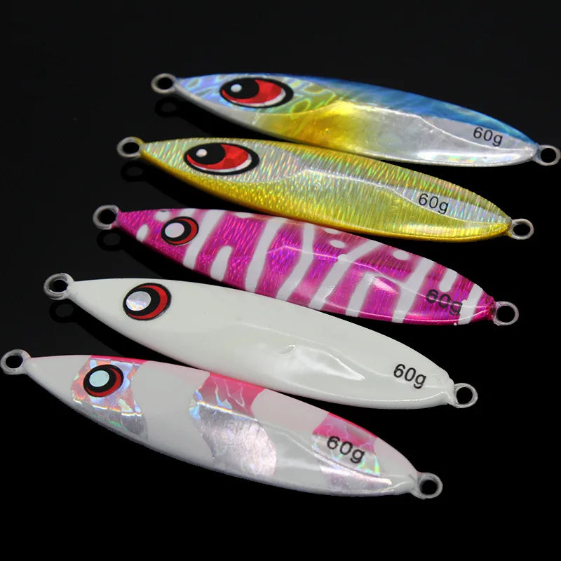 Luminous Slow Fall Pitch Fishing Lures Jig Sinking Lead Metal Jig Lure 40g-350g for Squid Snapper Tuna Jigging Lures