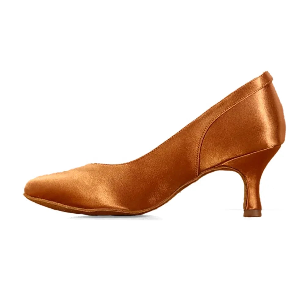 New Arrival Women's Latin Dance Shoes Brown Satin Zapatos De Baile with 6cm Heel for Ballroom & Salsa Elegant Design