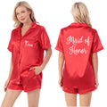 Women Satin Pajamas Set Silk Plus Size Factory Personalized Logo Custom Satin Pyjamas Set Sleepwear for Bride Bridesmaid Wedding
