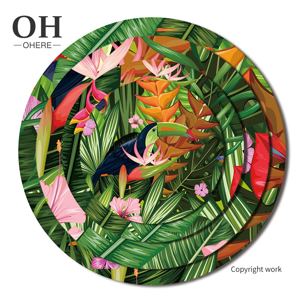 Luxury Bone China Dinnerware Set Tropical Rainforest Porcelain Ceramic Charger Plates Tableware Tablescape for Weddings Events