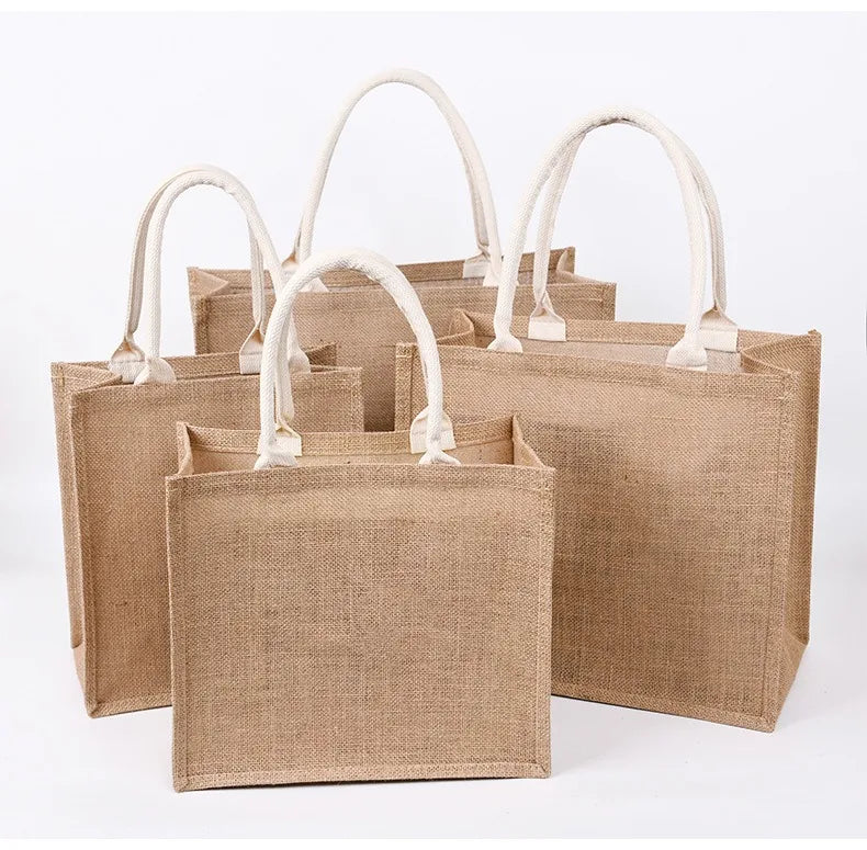 2025 Popular Fresh Grocery Reusable Shopping Bag for Women Girl Custom Jute Tote Bag with Printed Logo