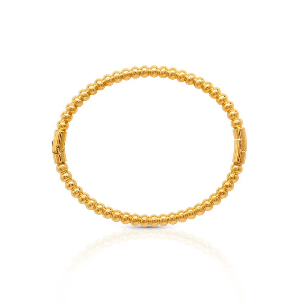 Chris April Fashion Jewelry 316L Stainless Steel Round Bead Openable Antique Cuff Bracelet for Women