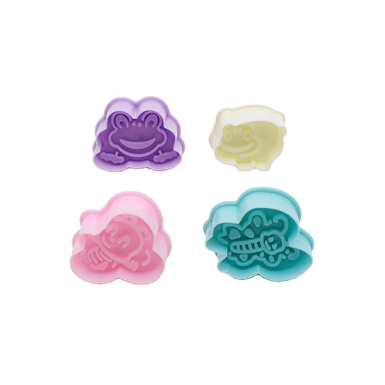 Pastry Accessories 4-pieces Set Cookie Cutter Hand Press with Animal for Biscuit/Toast Cutter for Cake Decorating Essential Bake