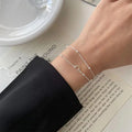 Dainty Double Layered Chain with Heart Charms 925 Sterling Silver Bracelet for Women