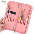 Jieniya New Arrival Nail Art Storage Bag 12Pcs pink Gel Polish Set Bag Small Travel Nail Brush Kit Nail Brush Bag