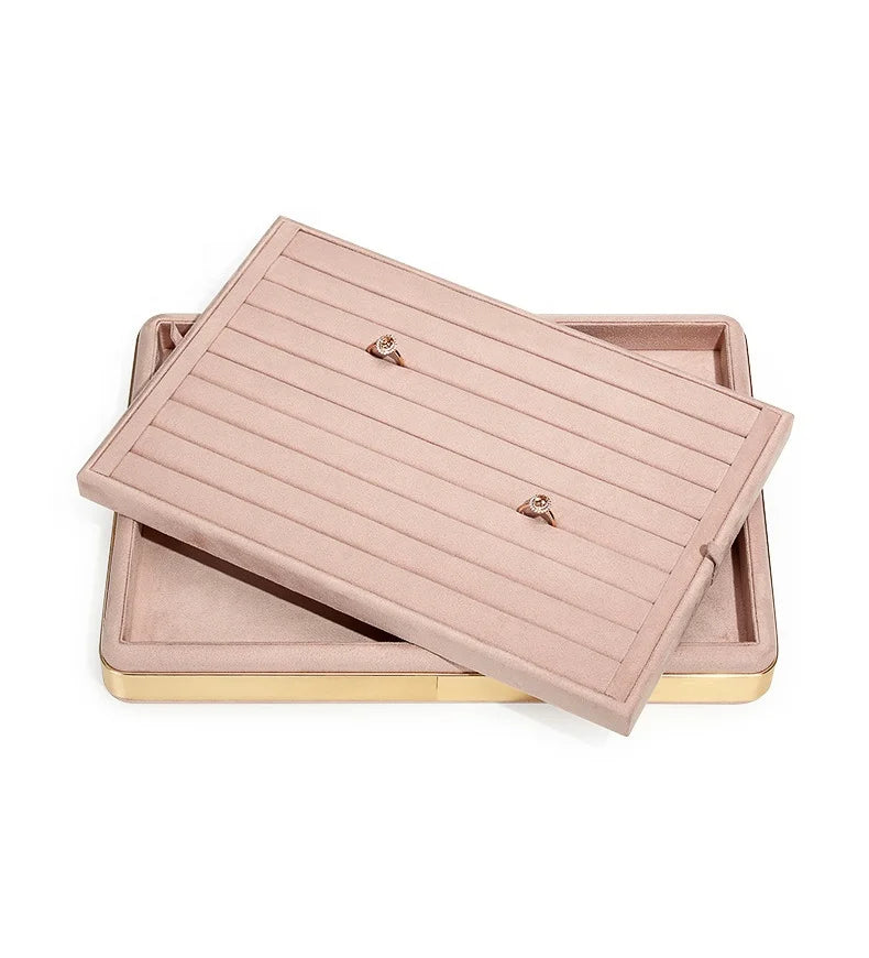 Luxury Metal Microfiber Jewellery Display Stand Ring Necklace Bracelet Earring Holder Jewelry Display Stand Set