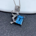 Wholesale 925 Sterling Silver Square Pendant Necklace with Natural Topaz & Gold Plating New Design Bulk Enamel Accessories