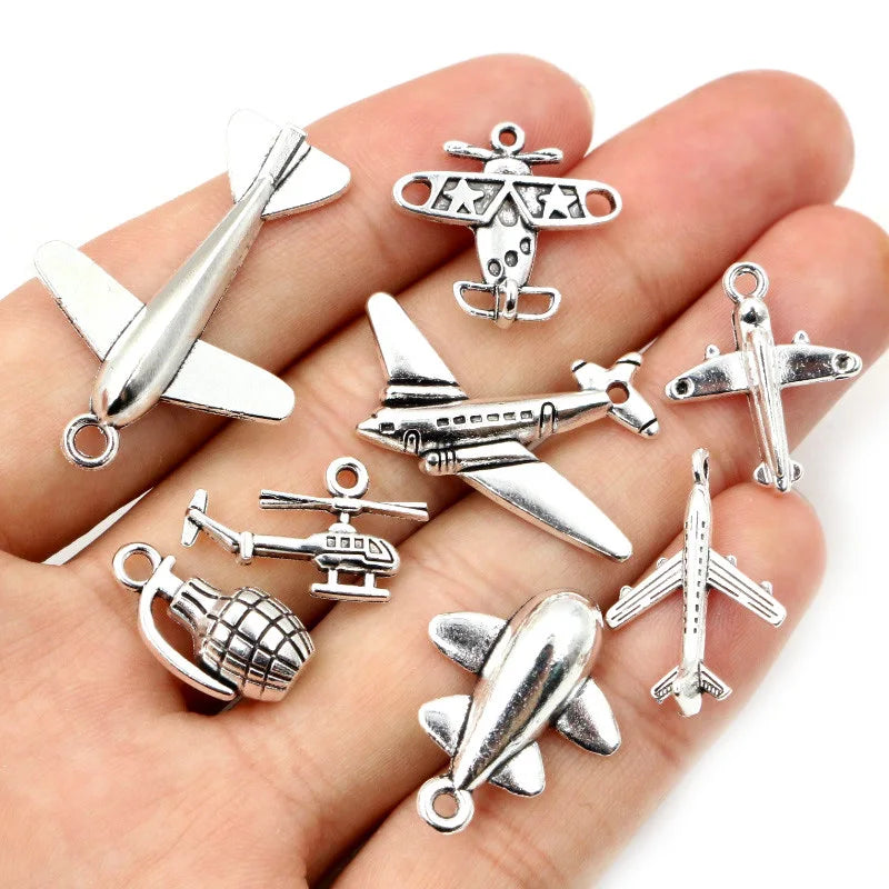 New Fashion Antique Silver Plated Airplane Grenade Helicopter Charms Metal Alloy Pendant DIY Charms DIY Jewelry Making Findings