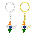 Stainless Steel Enamel India Country Flag Charm Keychain Key Ring 18K Gold Plated Enameled India Map Pendant Key Chain