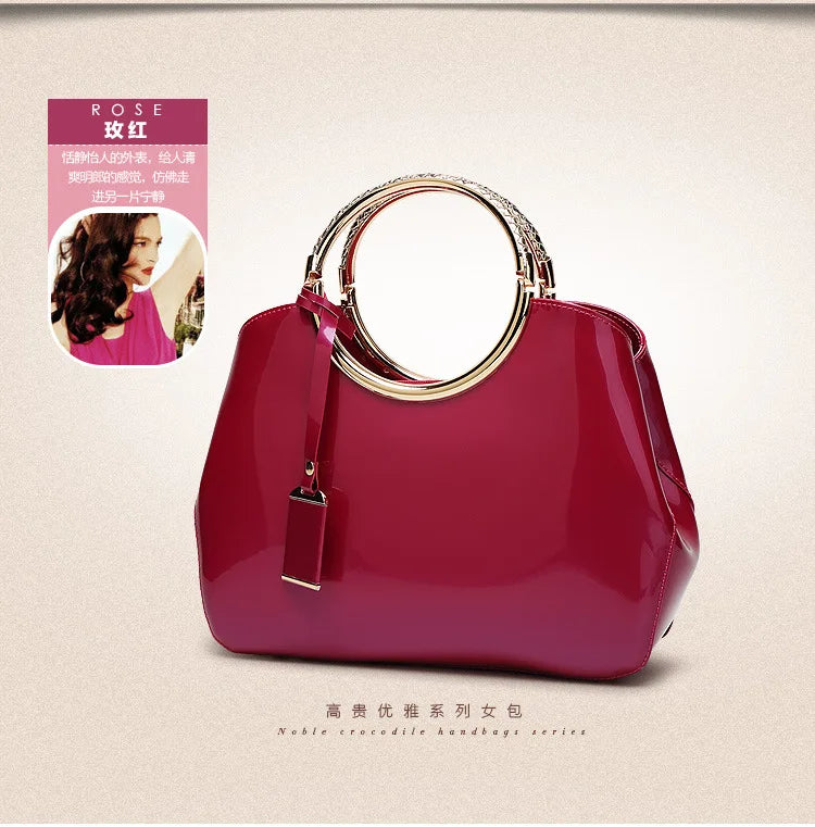Fashion Patent Leather Handbag Evening Bag for Women Party Hand Bag