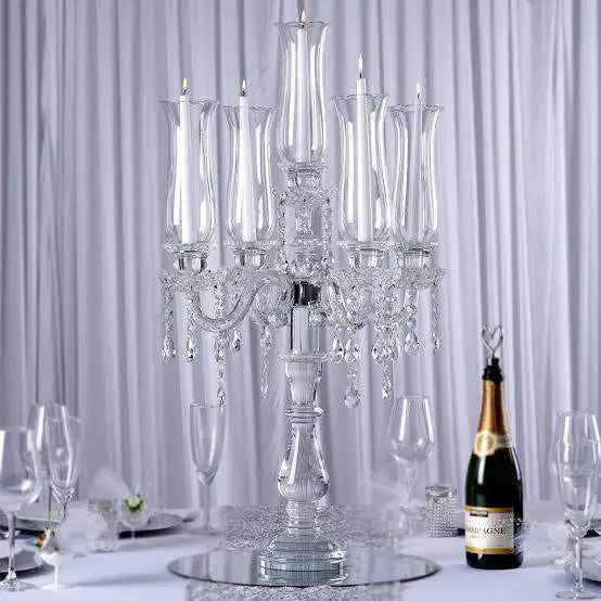 5 Arm 80cm H Crystal Candelabara Wedding Centerpieces Crystal Candlestick Candle Holder MH-TZ0607 MegaBDM