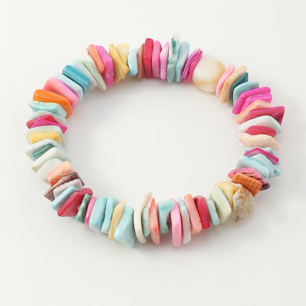 Bohemian Style Irregular Elastic Color Gravel Bracelet Personality Broken Shell Bracelet