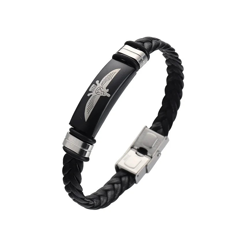 Wholesale Deer Animal Heart Bracelet Four Clover Leaf Tree Stainless Steel Bracelet Silicone Leather Bracelet for Men Women