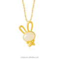 Certified Ancient Method S925 Silver Gold-Plated Jade Zodiac Moon Rabbit Pendant Hetian Jade Love Cute Rabbit Necklace Female