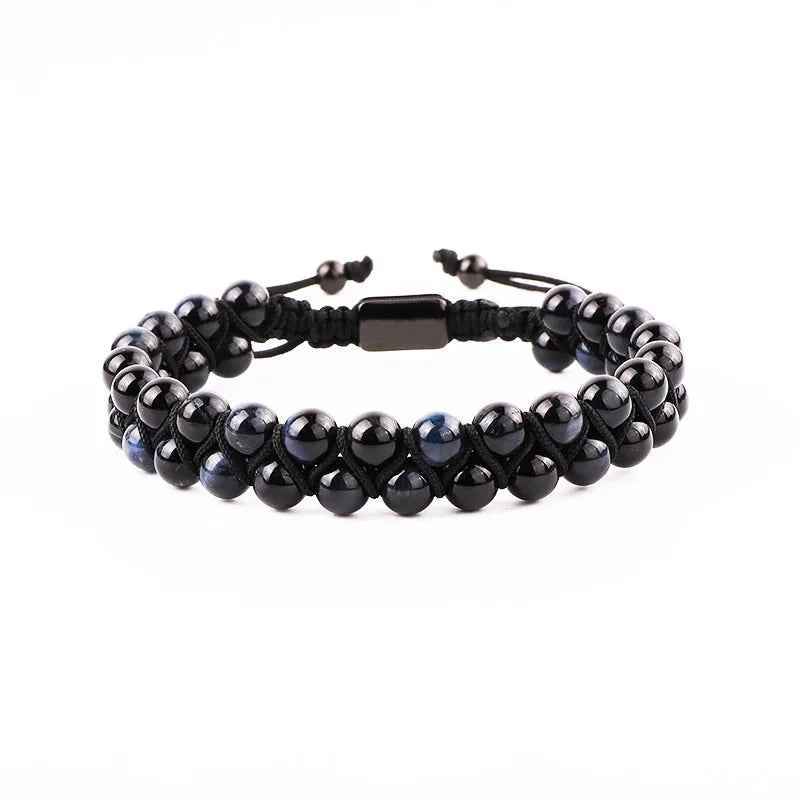 Tiger Eye Bracelet Men Women Natural Stone Beads Bracelet Chakra Healing Crystal Gemstone Bead Braided Adjustable Bracelets