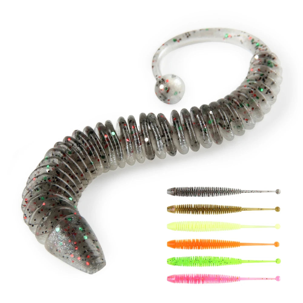 Spinpoler Soft Plastic Lure Fishing Silicone Worm Bait 0.3g/0.5g/0.8g Trout Bass Rocking Artificial Bait Fishing Tackle