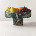 STONEKOCC Honed Surface Carved Single Legs Green Marble Fruit Bowl Handmade Stone Craft Home Ornament Stone Storage Tray Luxury