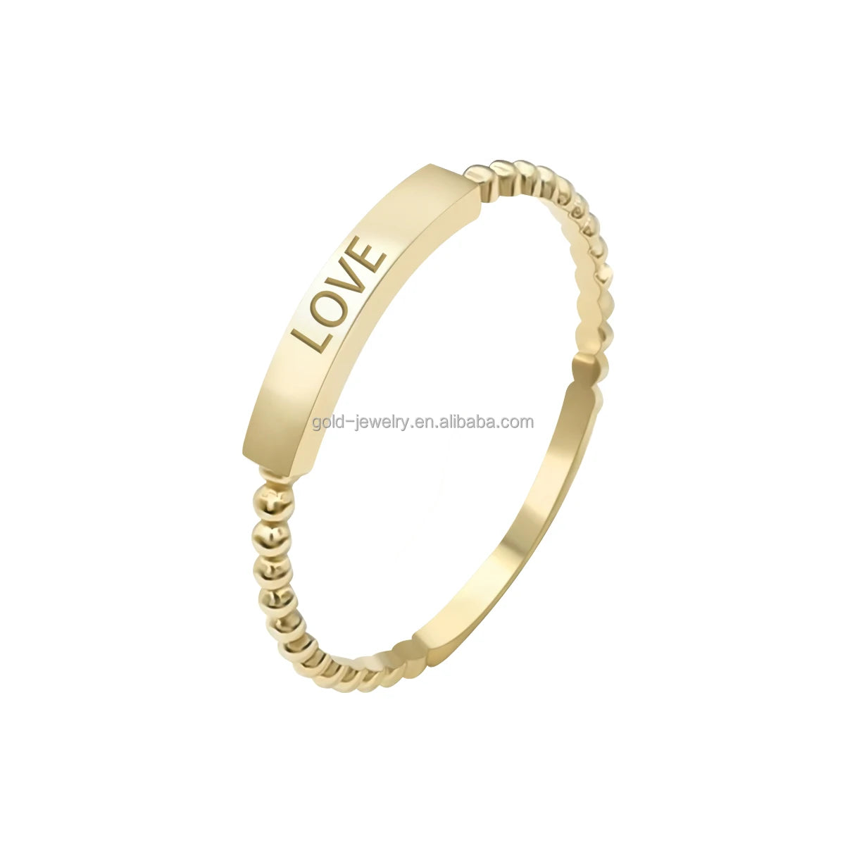 Engraved 9K/14K Real Gold Name Ring Custom Signet Couples Ring Unisex Jewelry 9K 14K Real Gold Fashion Trade Assurance 2 Pcs