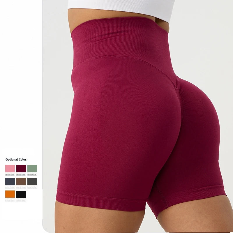 Custom Logo Women's Seamless Yoga Shorts Buttery Soft Scrunch Butt Lifting High Waisted Fitness Gym Short Leggings