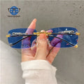 Teenyoun Rimless Rectangle Sunglasses Men Stylish Vintage Gradient Ocean Lenses Women Eyewear UV400 Shades 2024 Wholesale