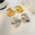 Titanium Steel Polishing Deconstructive Design Fan Gold and Silver Earrings Fashion Jewelry Stainless Steel Line Earrings