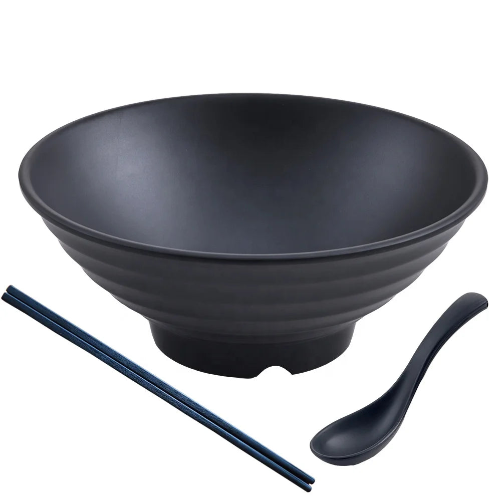 Restaurant Tableware Unbreakable 50OZ 9 Inch Large Black Melamine Noodle Bowl