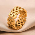 Stainless Steel Hollow Ring Fashion Fine Minimalist Stainless Steel Waterproof Jewelry 18k Gold Plated Rings for Women