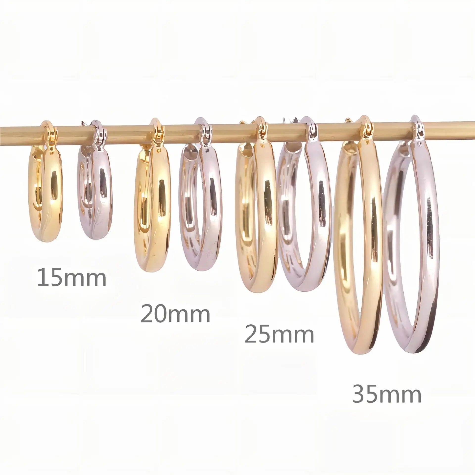 Fine Jewelry Clip on 3 Mm Hollow Tube Closed End Hoop Earrings 925 Sterling Silver for Women 15mm/20mm/25mm/35mm Eco-friendly