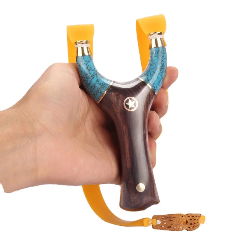 Outdoor Sports Brass Sewn Flat Leather Slingshot Purple Sandalwood Turquoise Repeated Flying tiger Slingshot Hunting Slingshot