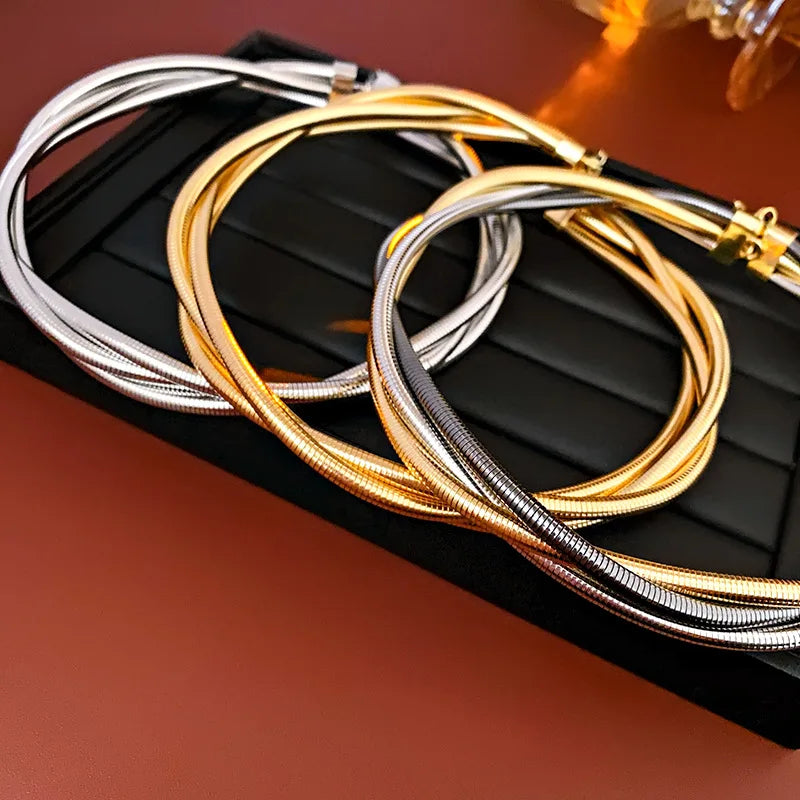 2024 Fashion Jewelry Wrapped Snake Bone Metal Necklace Exaggerated Collarbone Chain Fashion Accessories Choker Chain Necklaces