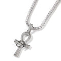 18K Gold Plated Ancient Egyptian Amulet Top Icy Hip Hop Style Ankh Cross Pendant Necklace with Link Chain for Anniversaries