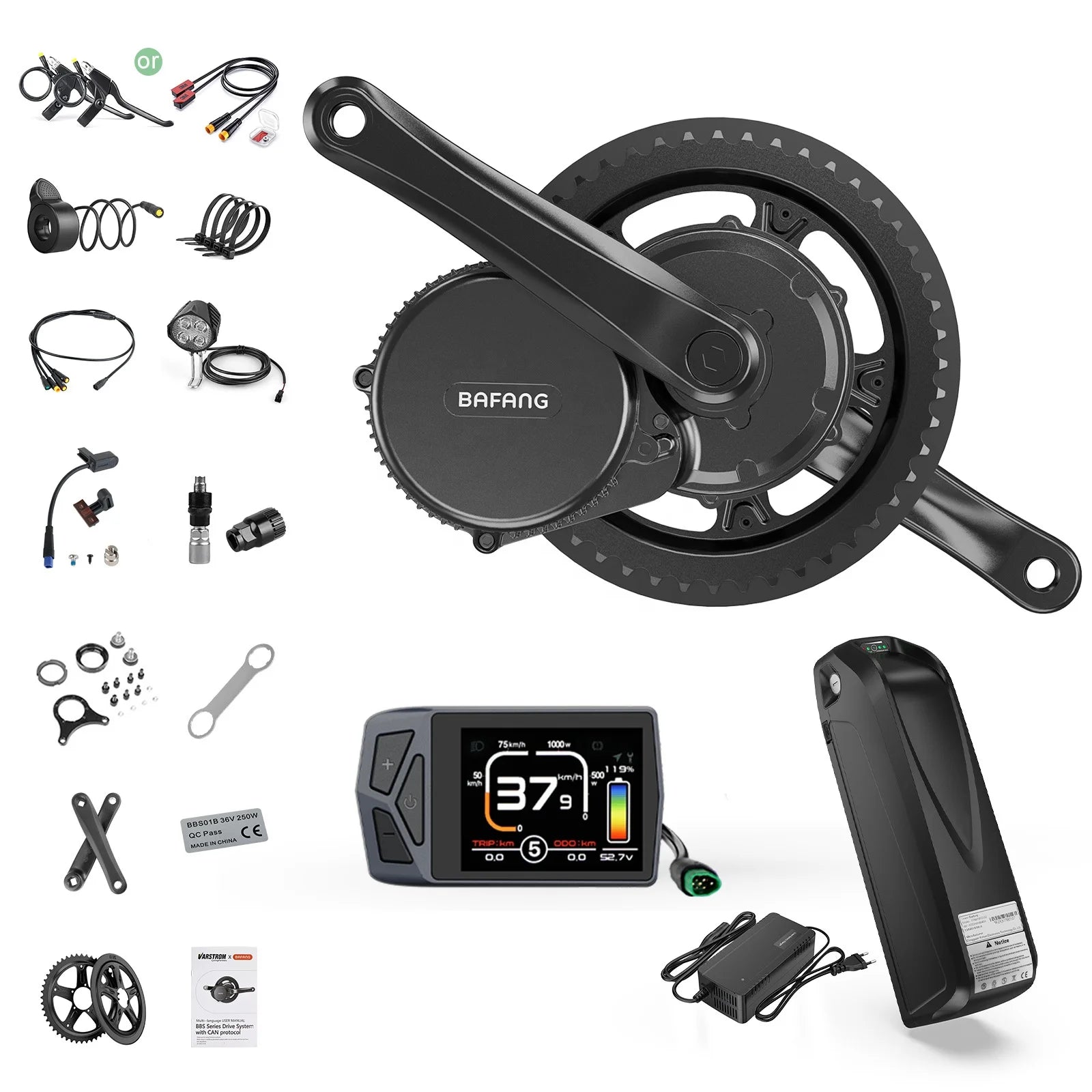 BAFANG BBS02 48V 750W Mid Drive Motor Kit 48V 20Ah Tube Lithium Ion Battery EKD01 Display for Electric Bicycle Conversion UK EU