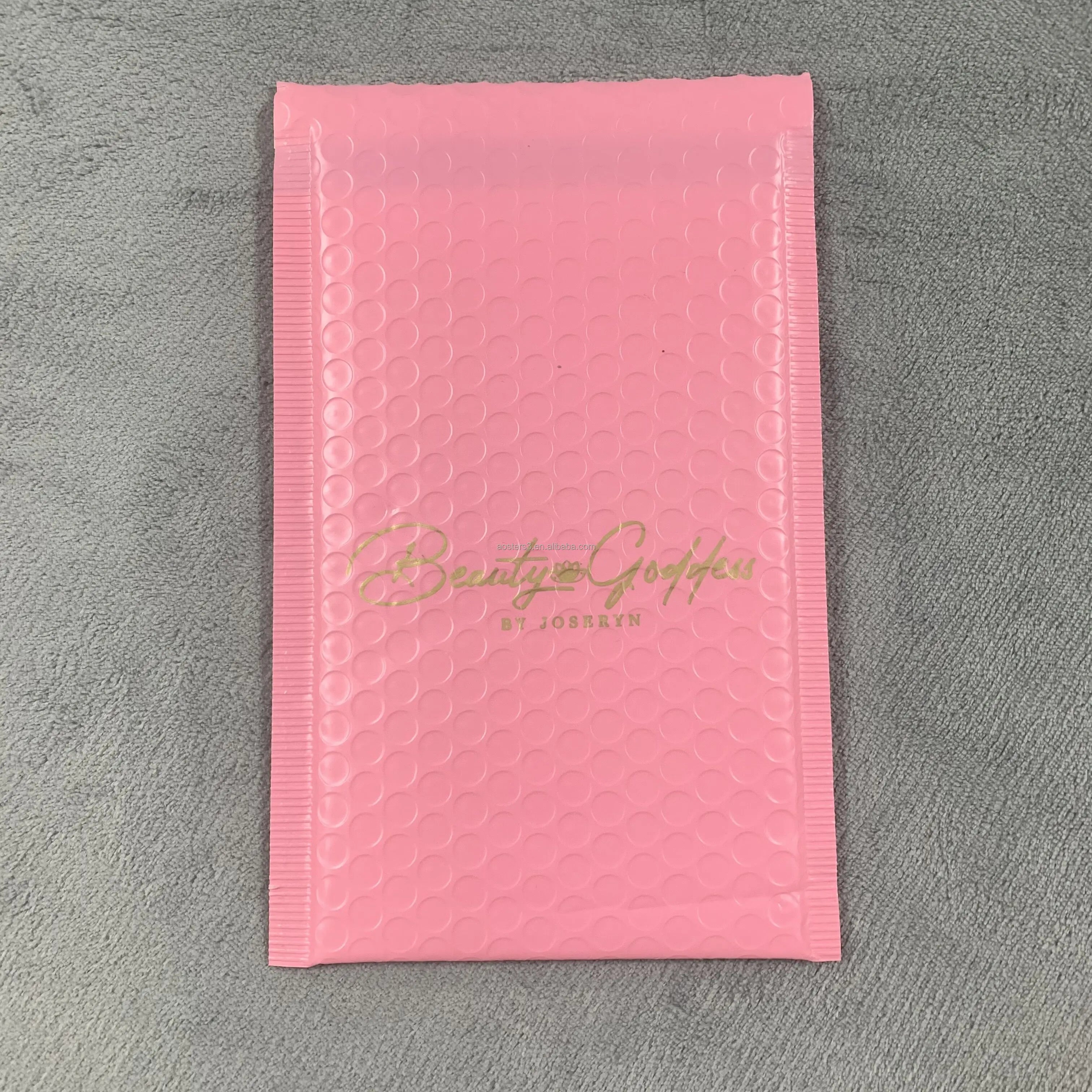 Custom Printed Metallic Foil Rose Gold Plastic Envelopes Mailing Padded Poly Bubble Mailer Bag